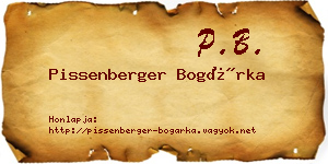 Pissenberger Bogárka névjegykártya